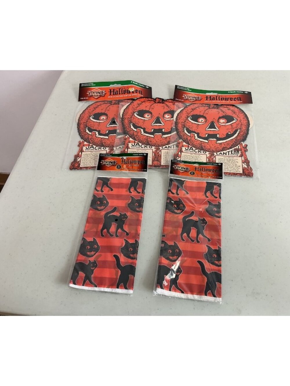 Beistle Halloween Decoration Lot Black Cat Treat Bags & Table Toppers New